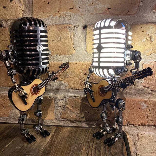 Luminária Decorativa de Mesa Robo Microfone Love Music
