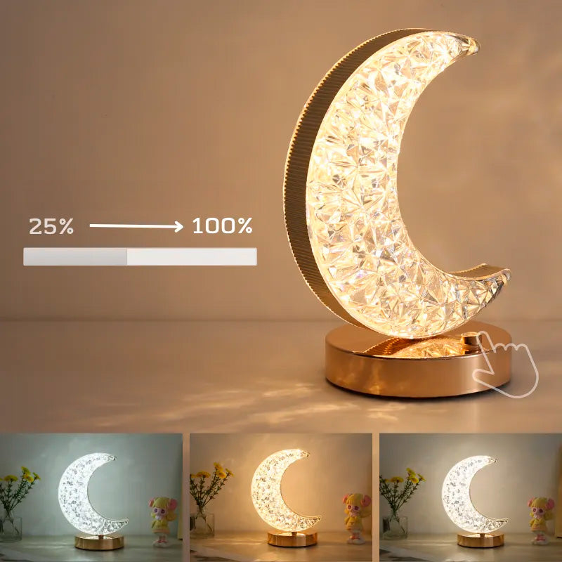 Luminária Decorativa Lua 3D Cristal Touch